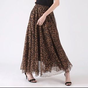 CHICWISH LEOPARD WATERCOLOR MAXI SKIRT